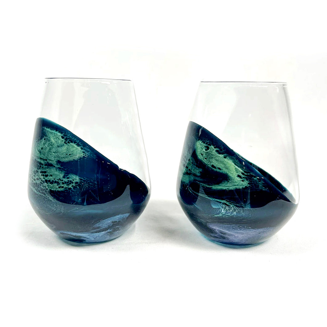 Resin Wine Glass, Northern Lights, Set/2