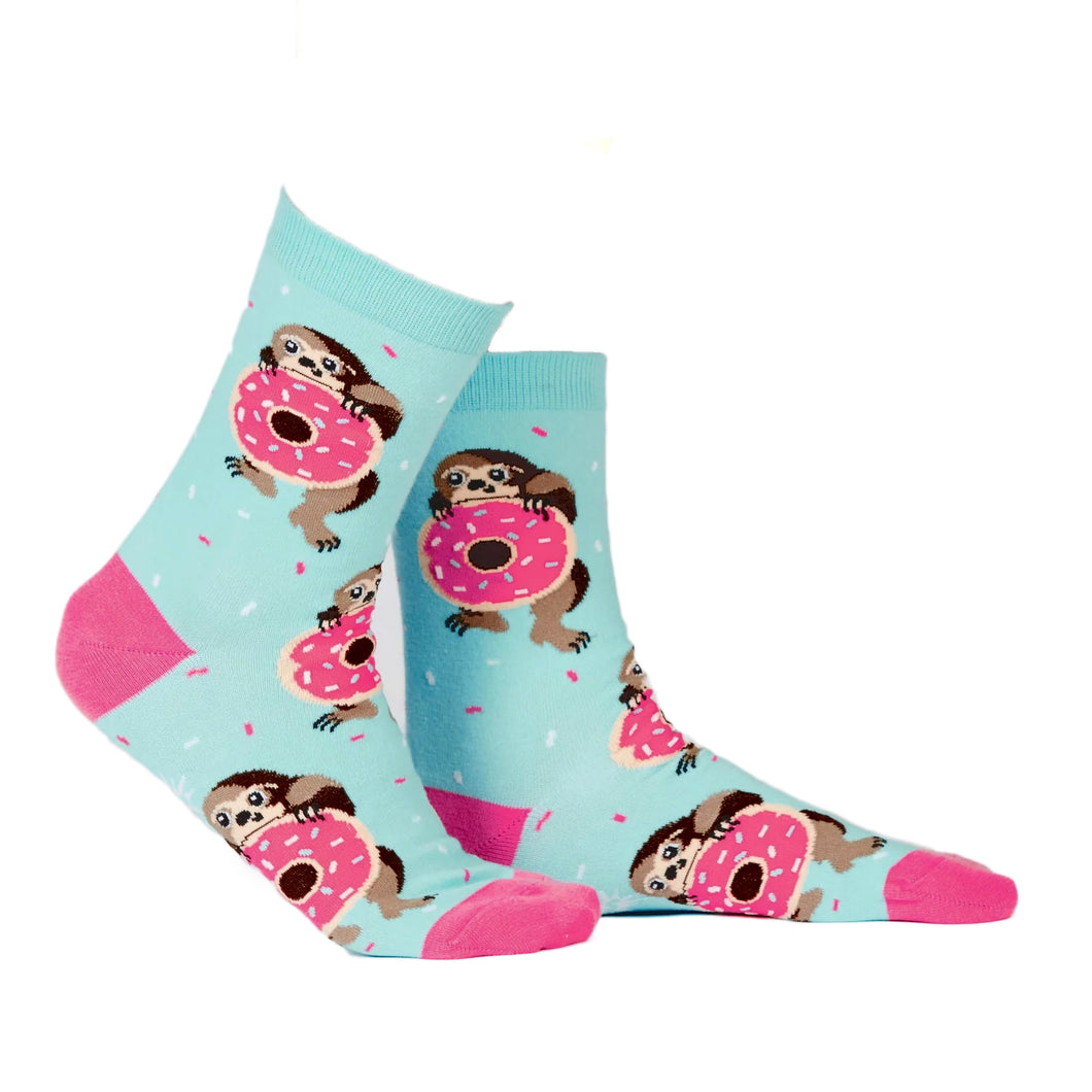 Womans Crew Socks,Snackin' Sloth