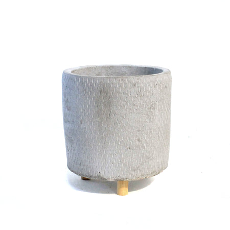Pot, 4in, Ceramic,Textured, Footed, Grey