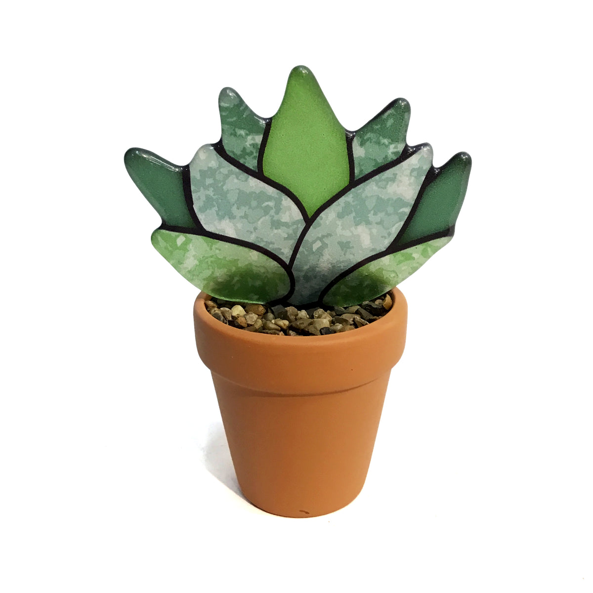 Stained Glass Potted Plant Decor, 4 Assorted