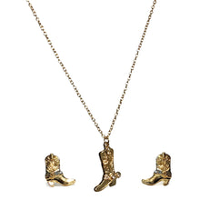 Load image into Gallery viewer, Neckalce/Earing Set, Gold Cowboy Boots Gold
