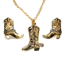 Load image into Gallery viewer, Neckalce/Earing Set, Gold Cowboy Boots Gold
