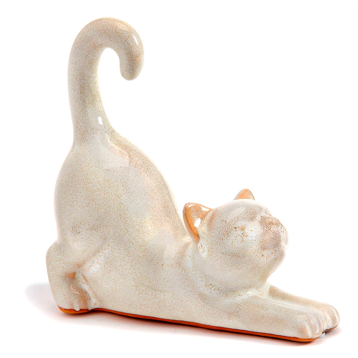 Porcelain Stretching Cat Figurine