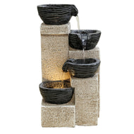 4 Teir Stacking Bowl Fountain with LED Light