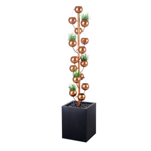 Outdoor Metal Golden Bowl Fountain w/ Planter