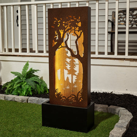 Forest Hollow Carved Metal Fountain
