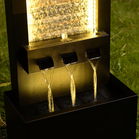 Bk Zink Metal Fountain With Stone Brick