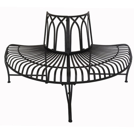 Metal Tree-Wrap Semi Circle Bench, Black