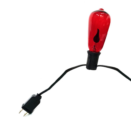 String Lights ith Red Glass Flame Bulb
