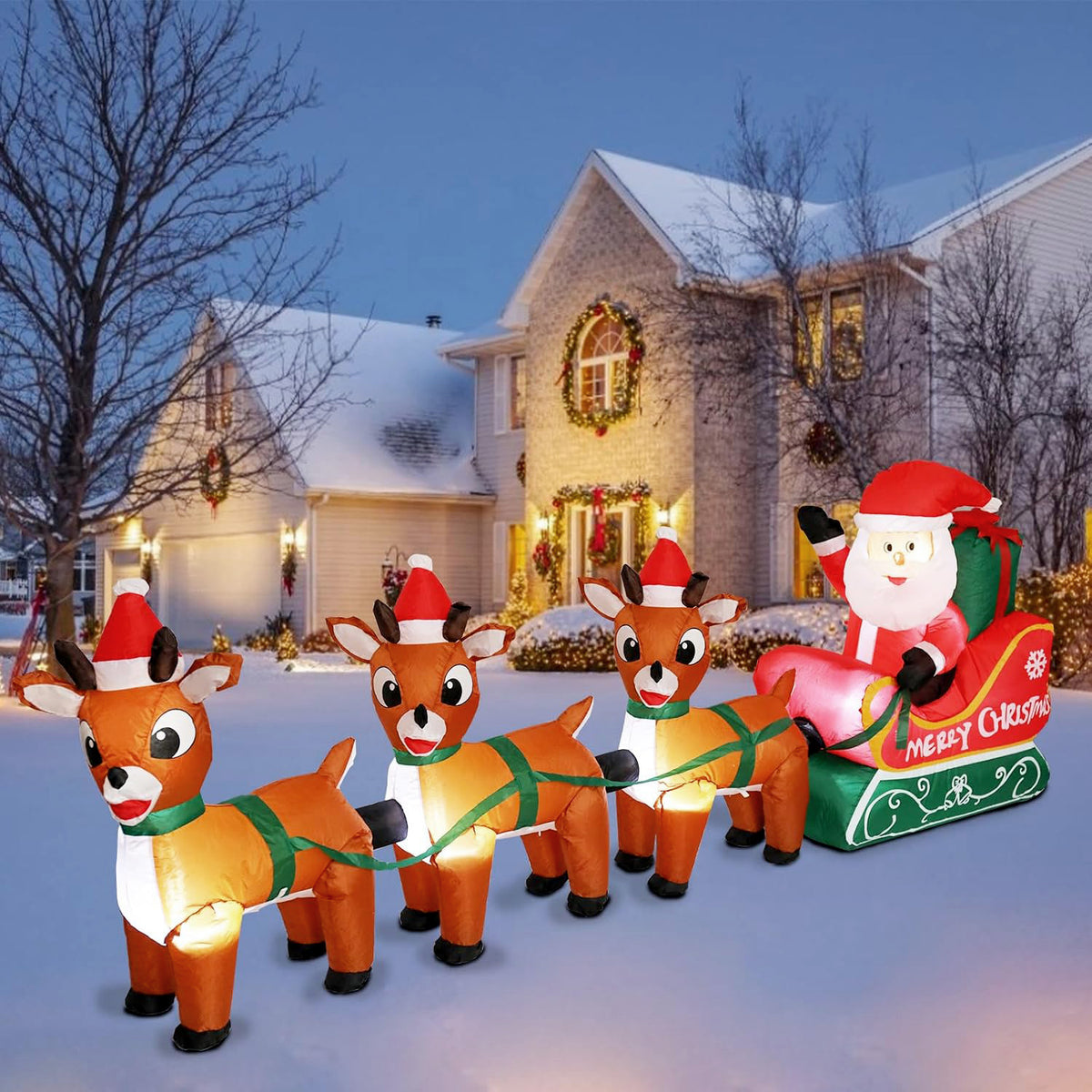 Inflatable Santa & Reindeer