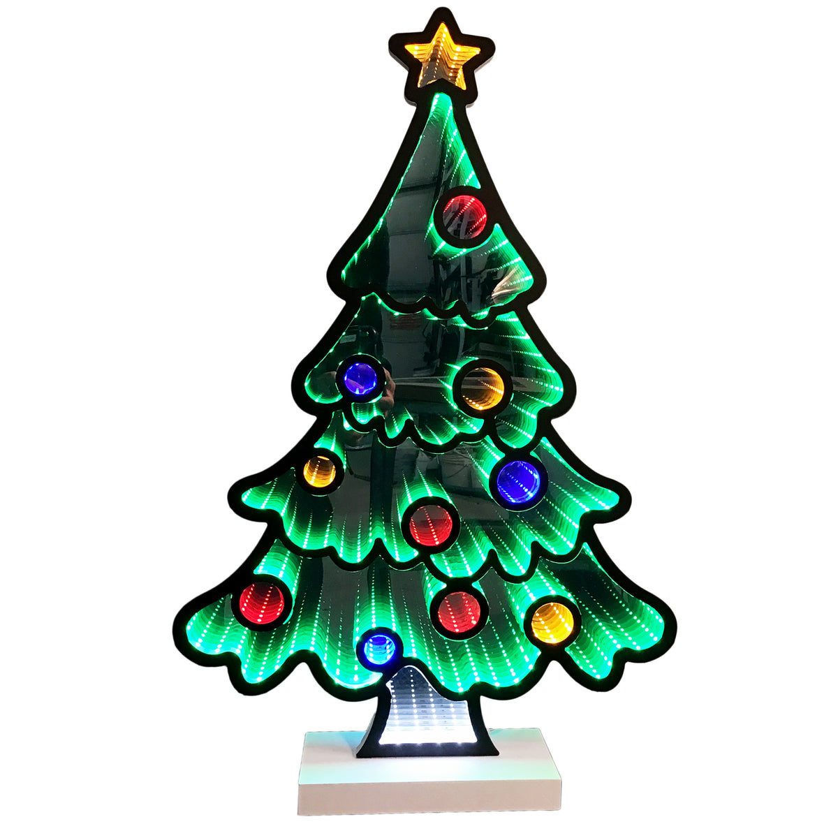 Decor Illuminated Mirror, Decorted Christmas Tree