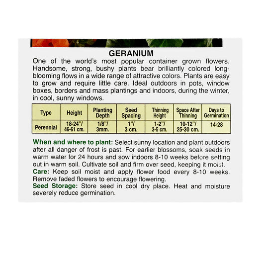 Geranium - Maverick Orange Seeds, OSC