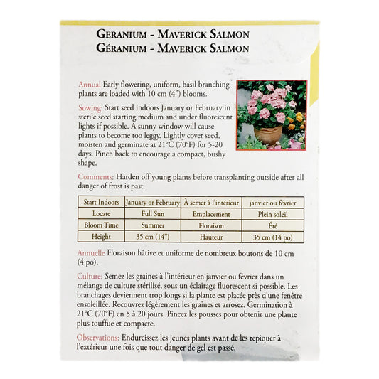 Geranium - Maverick Salmon Seeds, OSC