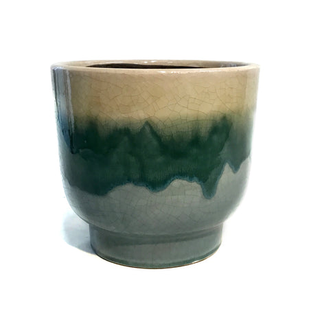 7in Terra-cotta Multicolored Crackle Pot