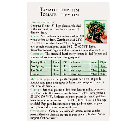 Tomato - Tiny Tim Seeds, OSC