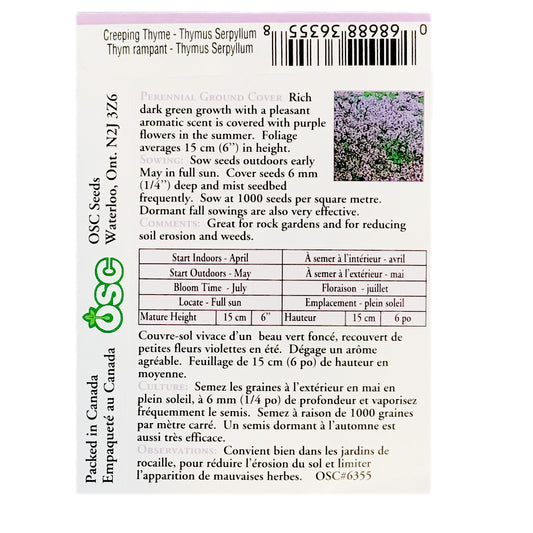 Thymus Serpyllum Creeping Thyme Seeds, OSC