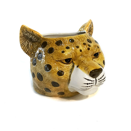 Pot, 5in Cheetah Head