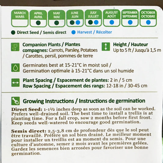 Pea - Sugar Snap (Organic) Seeds, nw