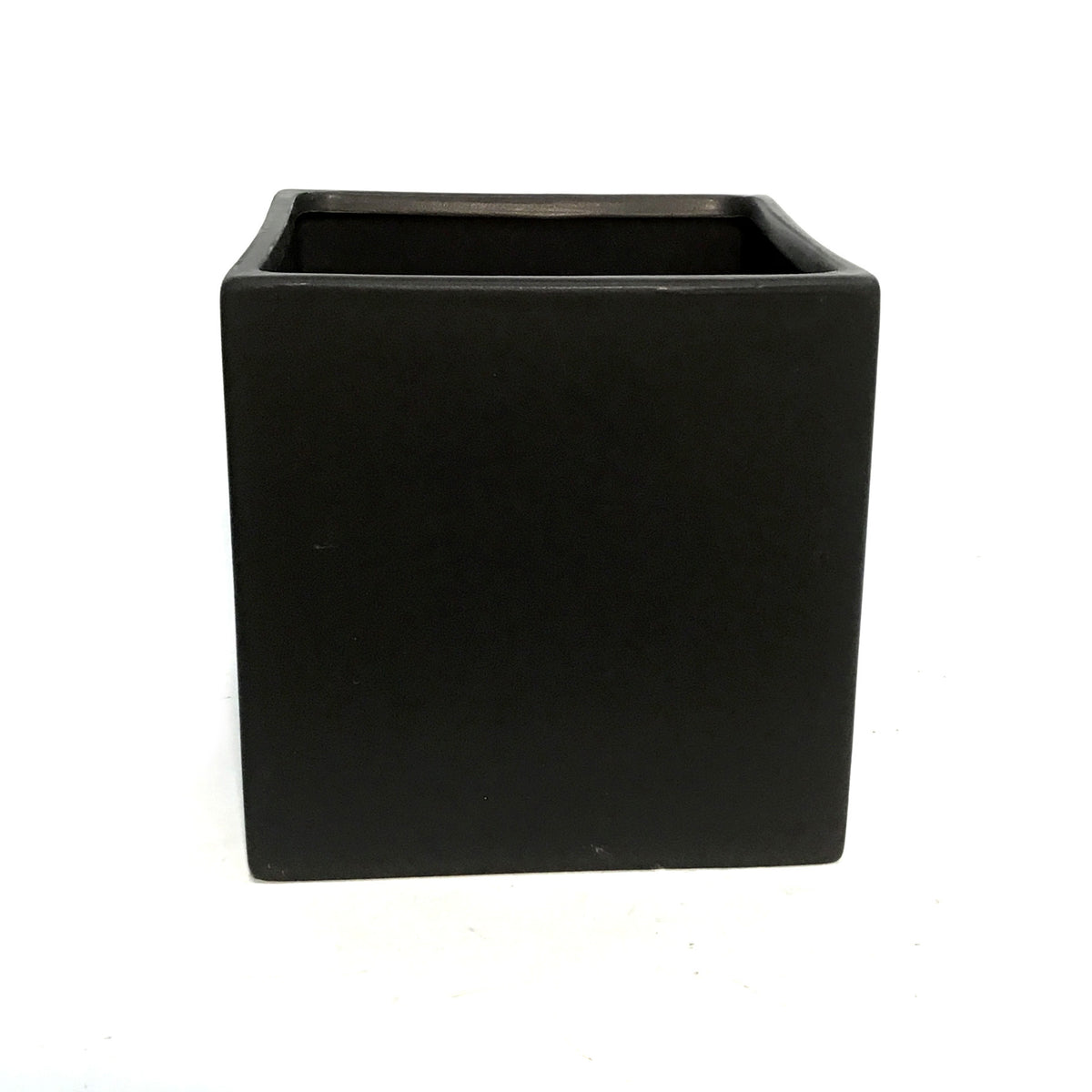 Pot, Ceramic, 6in, Matte Black Cube