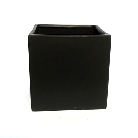 Pot, Ceramic, 6in, Matte Black Cube