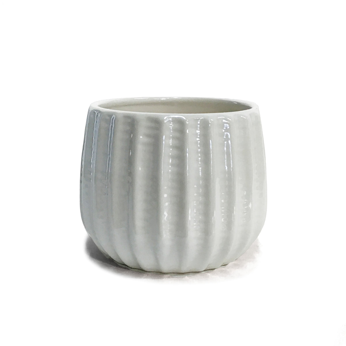 Pot, 4in, Vertical Design, Pearl White