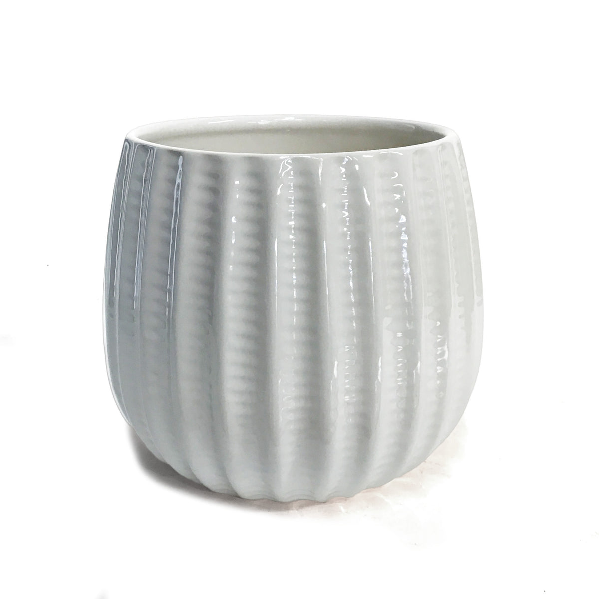 Pot, 5in, Vertical Design, Pearl White
