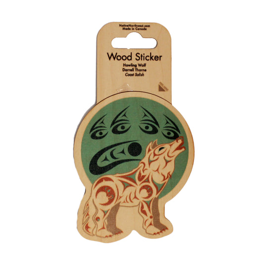 Howlling Wolfs Wood Sticker