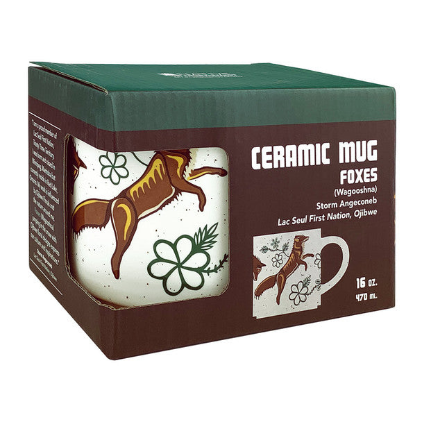 Ceramic Mug, Foxes, 16oz