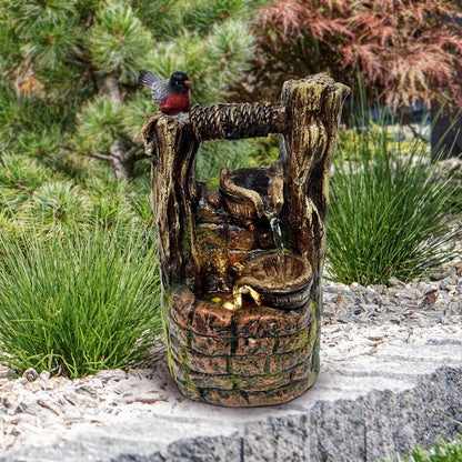 Tabletop Well with Buckets Fountain with LED Light