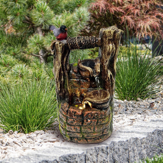 Tabletop Well with Buckets Fountain with LED Light