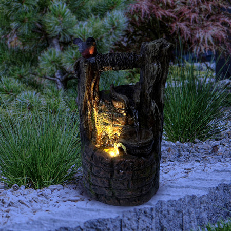 Tabletop Well with Buckets Fountain with LED Light