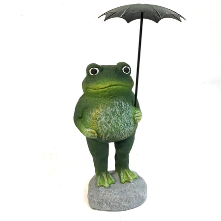 Cute Frog With Umbrella Statue