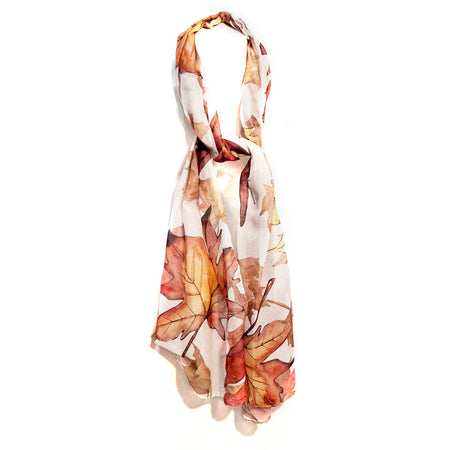 Darcy Scarf with Maple Leaves - Coffee/Bown