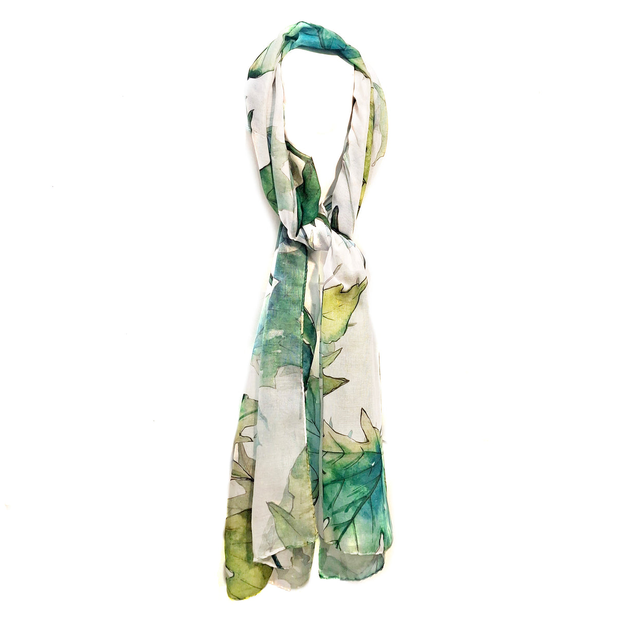 Darcy Scarf with Maple Leaves - Green