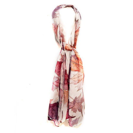 Darcy Scarf with Maple Leaves - Pink