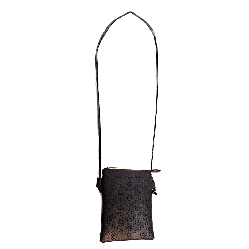 Emma Cross Body Laser Cut, Black
