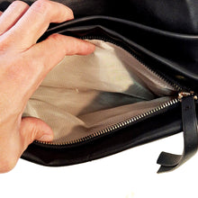 Load image into Gallery viewer, Lucy, Vegan Leather Clutch w Strap - Black
