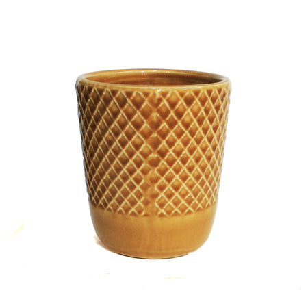 Planter, 4in, Ochre Clear Crackle