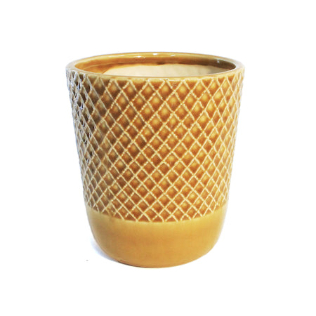 Planter, 5in, Ochre Clear Crackle