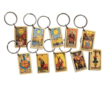 Wooden Tarrot Card Keychain