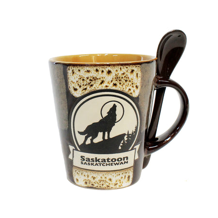 Mug, Imprinted, Howling Wolf, 18oz