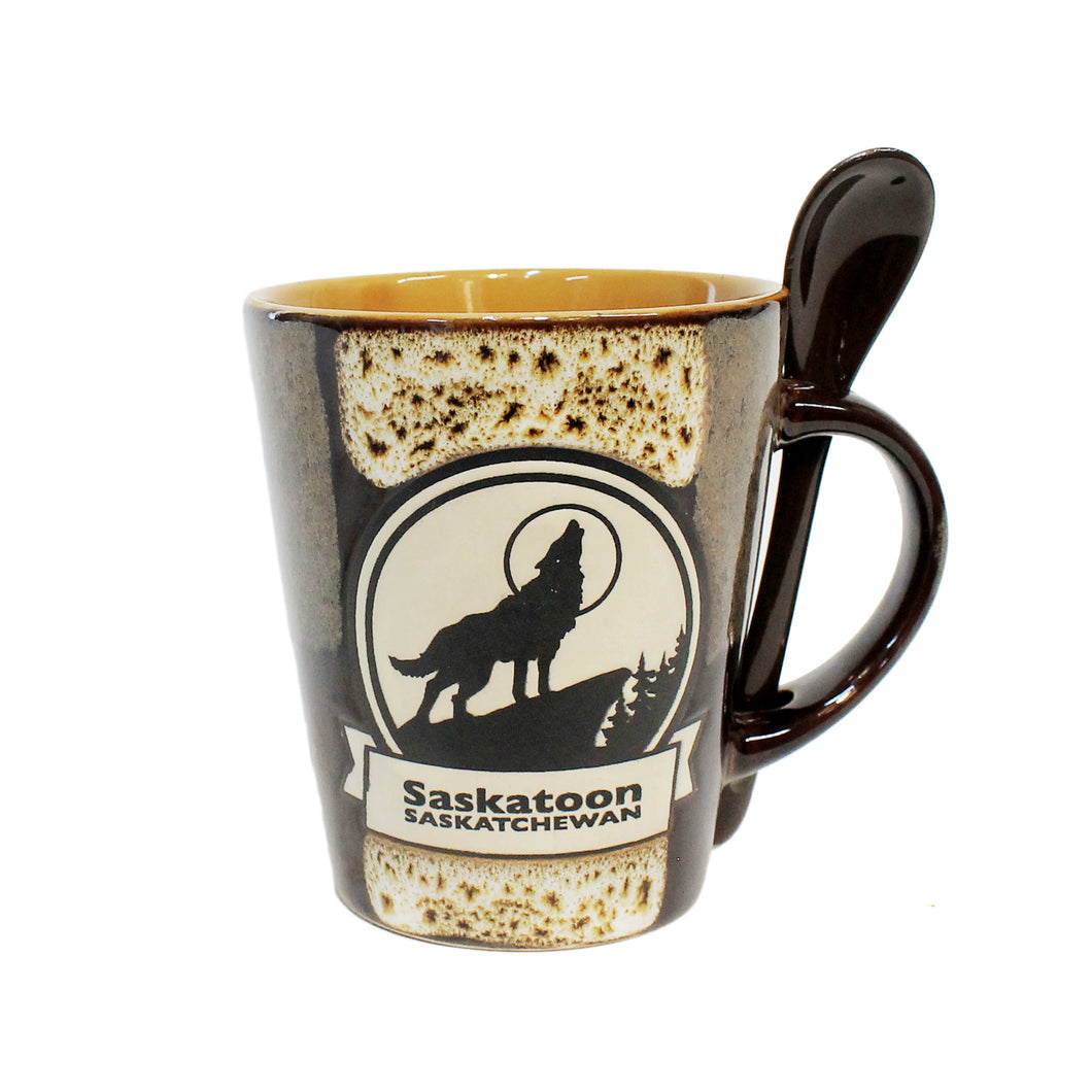 Mug, Imprinted, Howling Wolf, 18oz