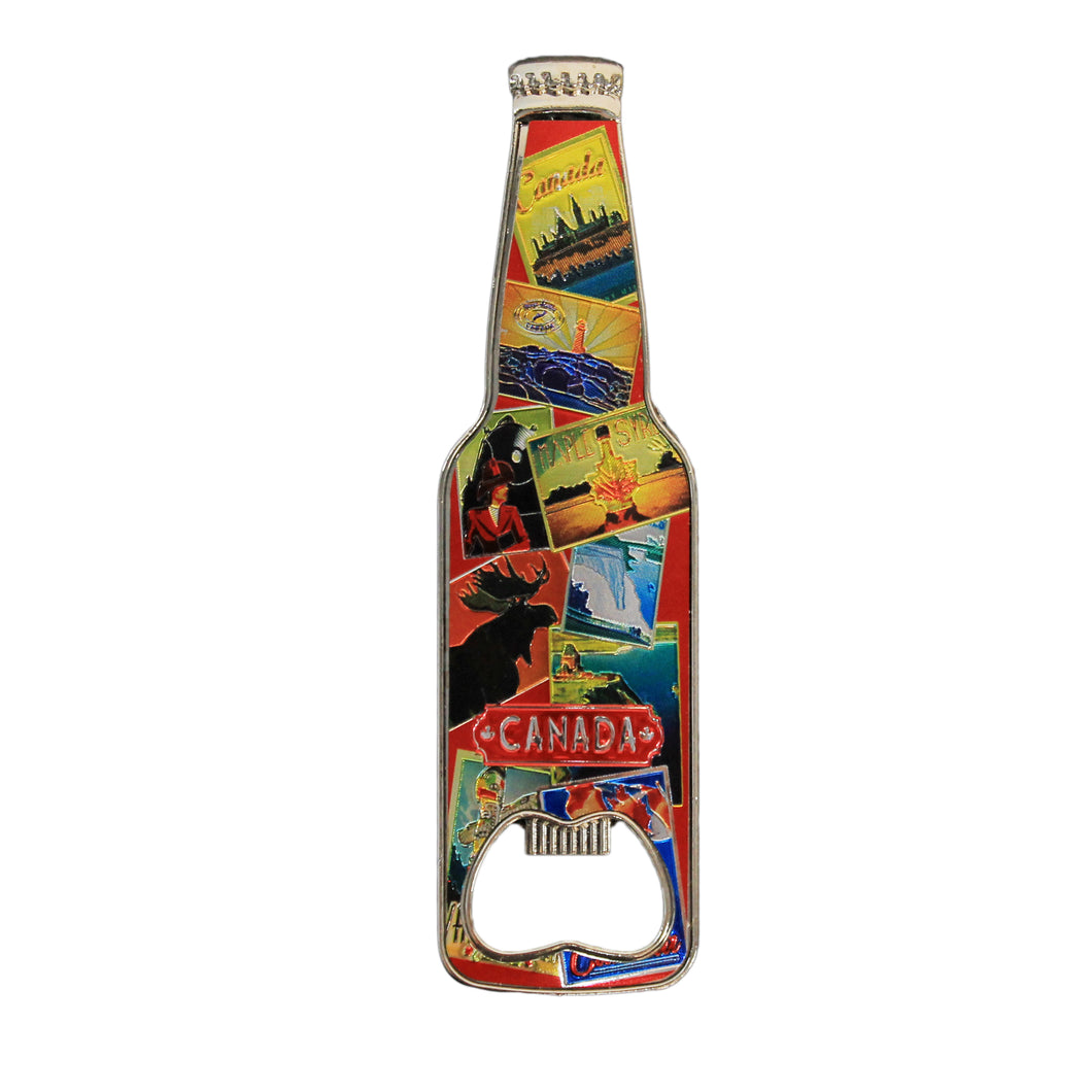 Bottle Opener, Bottle Shaped, Canada Retro Collage