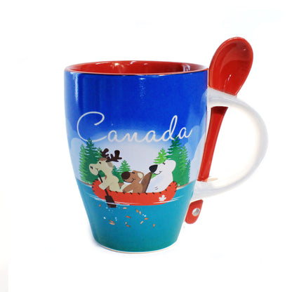 Mug, Boxed, Animals in Canoe w/ Spoon