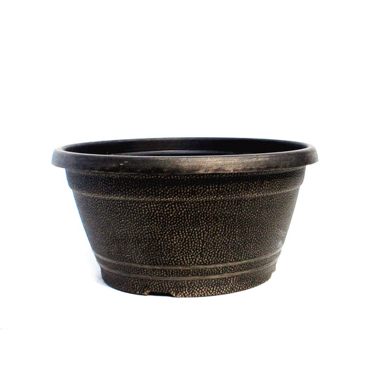 Planter, 10in, Round Black and Bronze