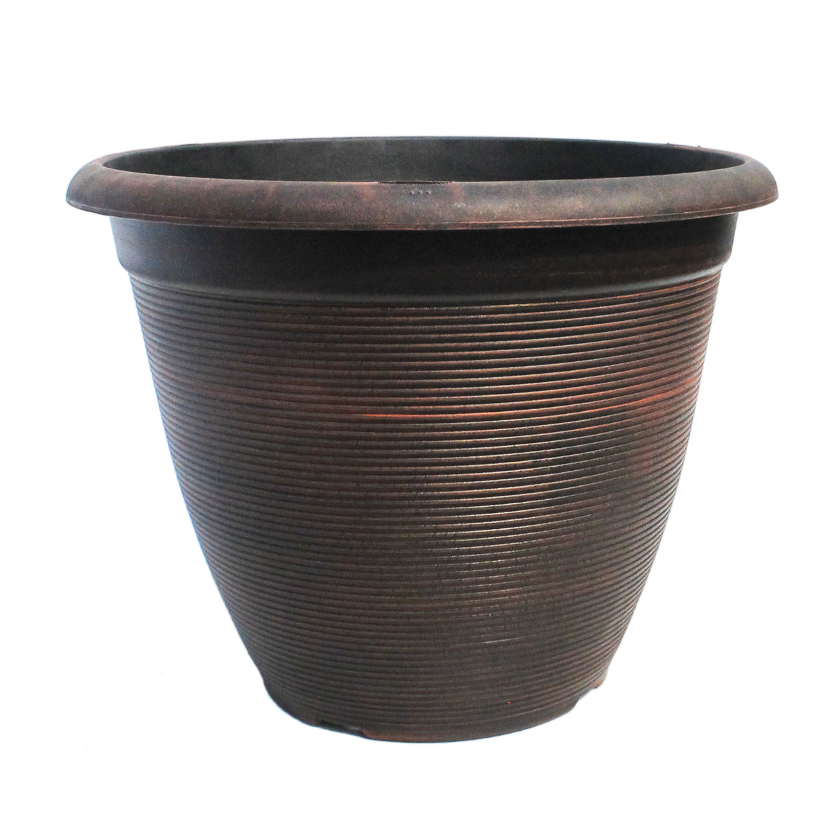 Planter, 12in, Round Brushed Red