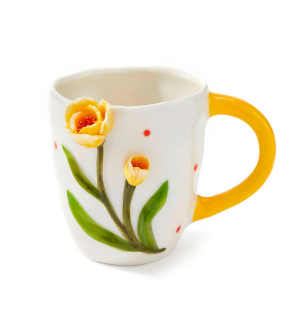 Prcln Decor Mug w/ Yellow Flowers