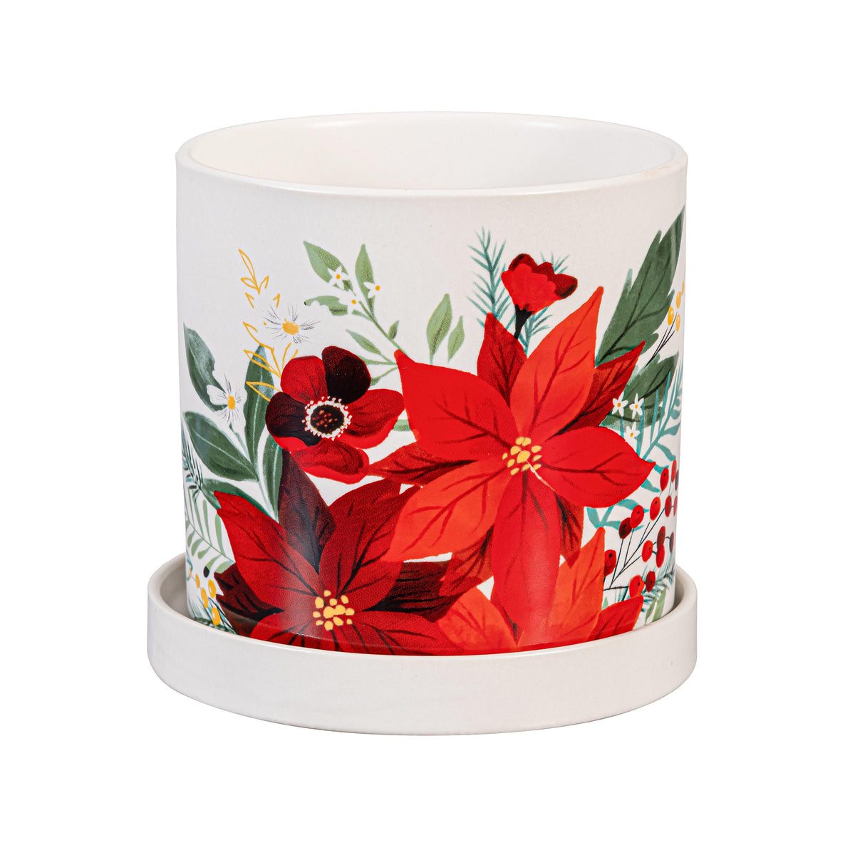 Pot, 4.25" Ceramic Cachepot With Dish
