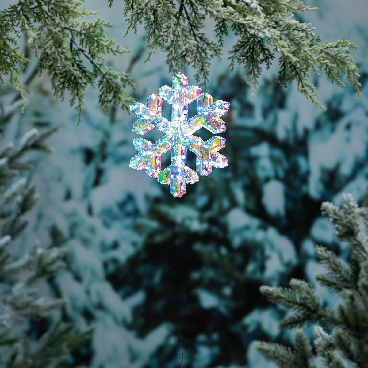 Decor Iridescent Snowflake, LED, 9in H