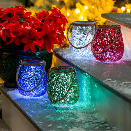 LED Lantern, Holiday Poinsettia